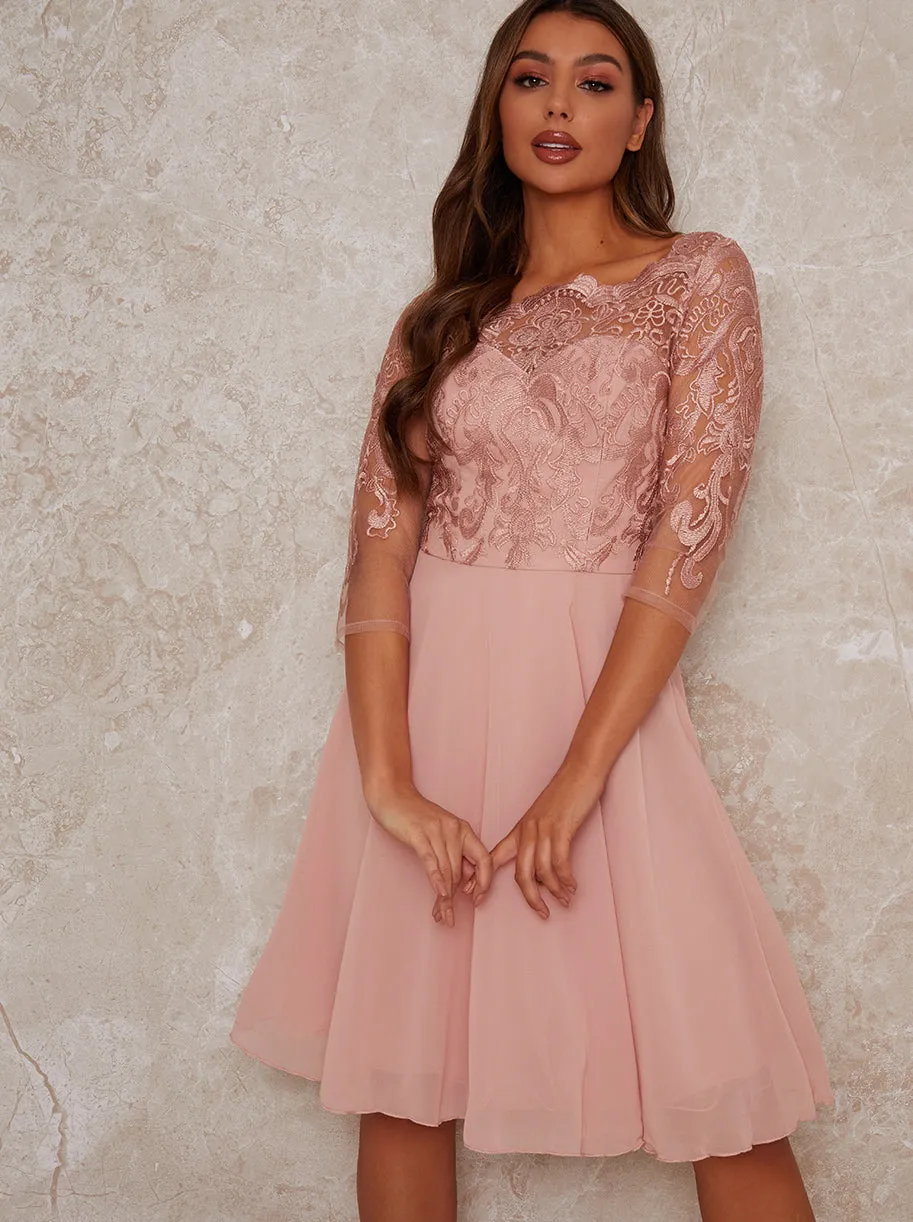 Lace Bridesmaid Midi Dress in Rose Gold sold by Chi Chi London product image thumbnail 2