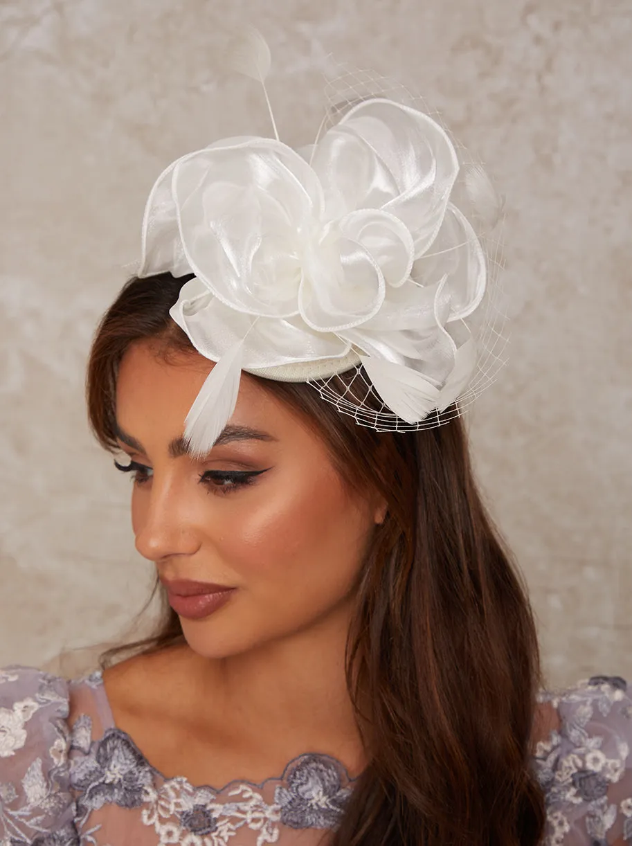 Mesh Detail Feather Fascinator in White sold by Chi Chi London product image thumbnail 2