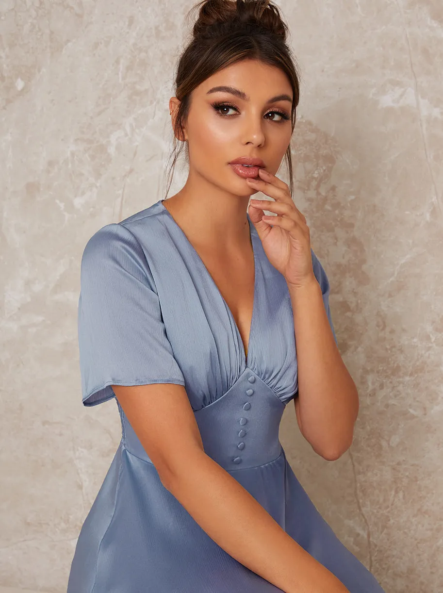 Mini Day Dress with Angel Sleeves in Blue sold by Chi Chi London product image thumbnail 3