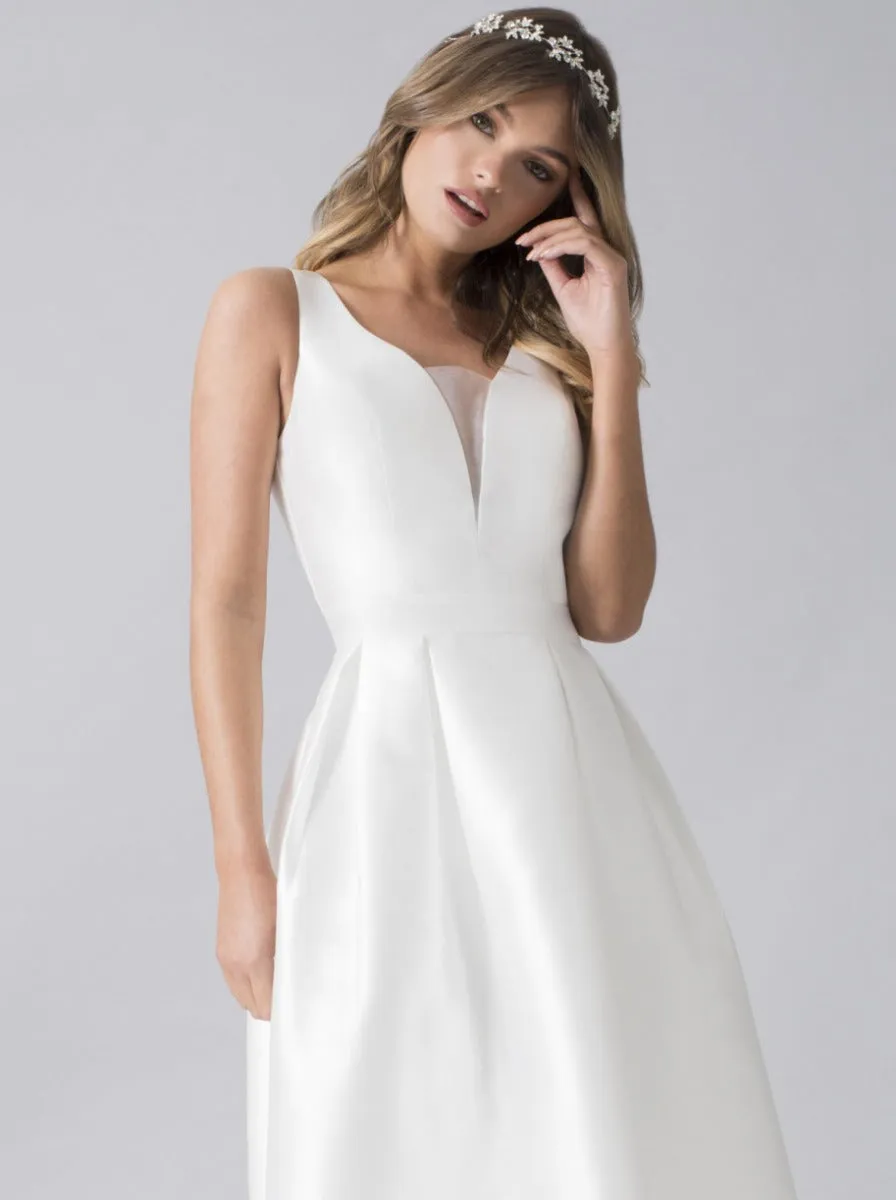 Plunge Front Open Back Curve Bridal Dress in White sold by Chi Chi London product image thumbnail 4