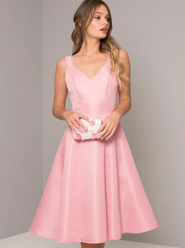 V Neck Sleeveless Plain Midi Dress in Pink sold by Chi Chi London product image thumbnail 4