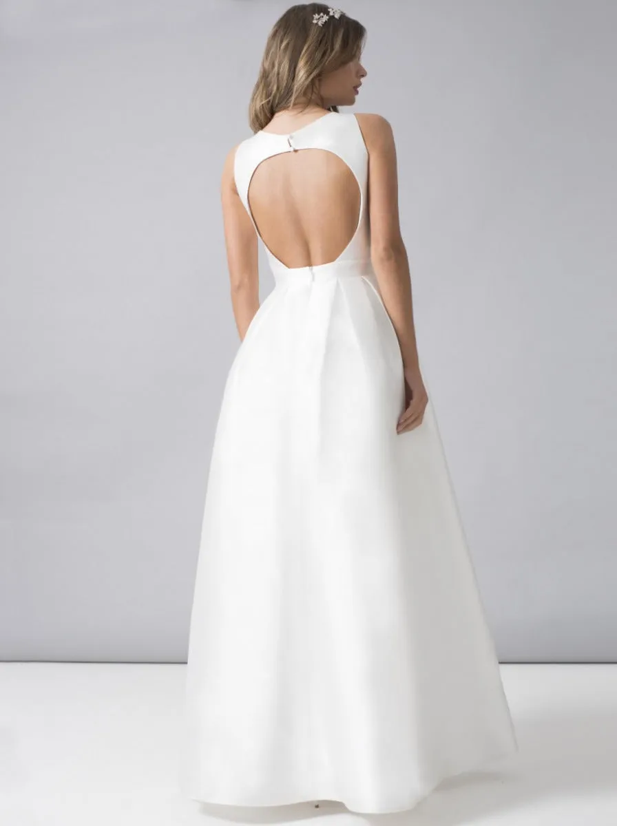 Plunge Front Open Back Curve Bridal Dress in White sold by Chi Chi London product image thumbnail 2