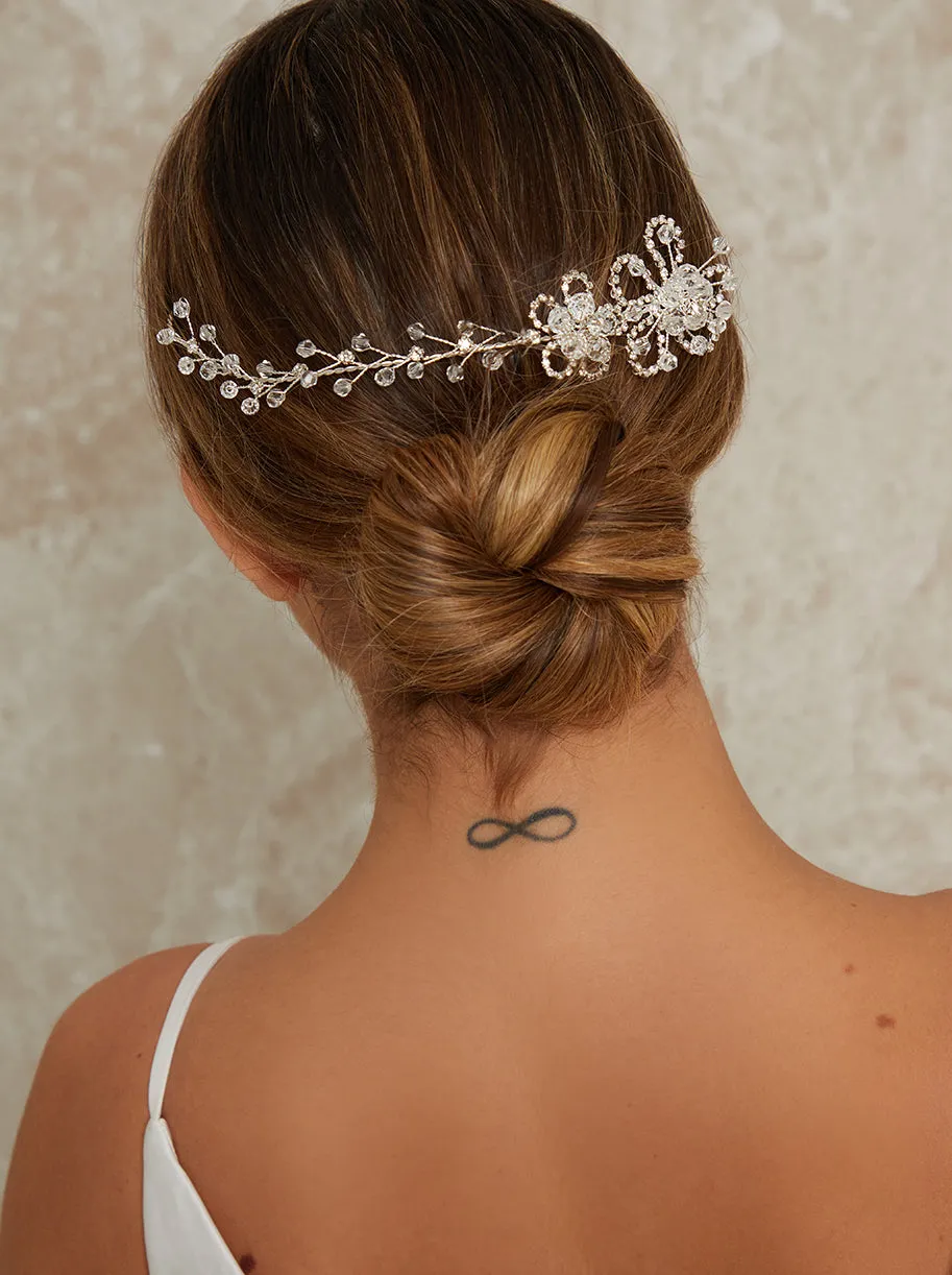 Floral Faux Diamante Headpiece in Silver Tone sold by Chi Chi London product image thumbnail 2