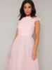 Floral 3D Bodice Tulle Midi Dress in Pink sold by Chi Chi London