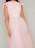 Floral 3D Bodice Tulle Midi Dress in Pink sold by Chi Chi London