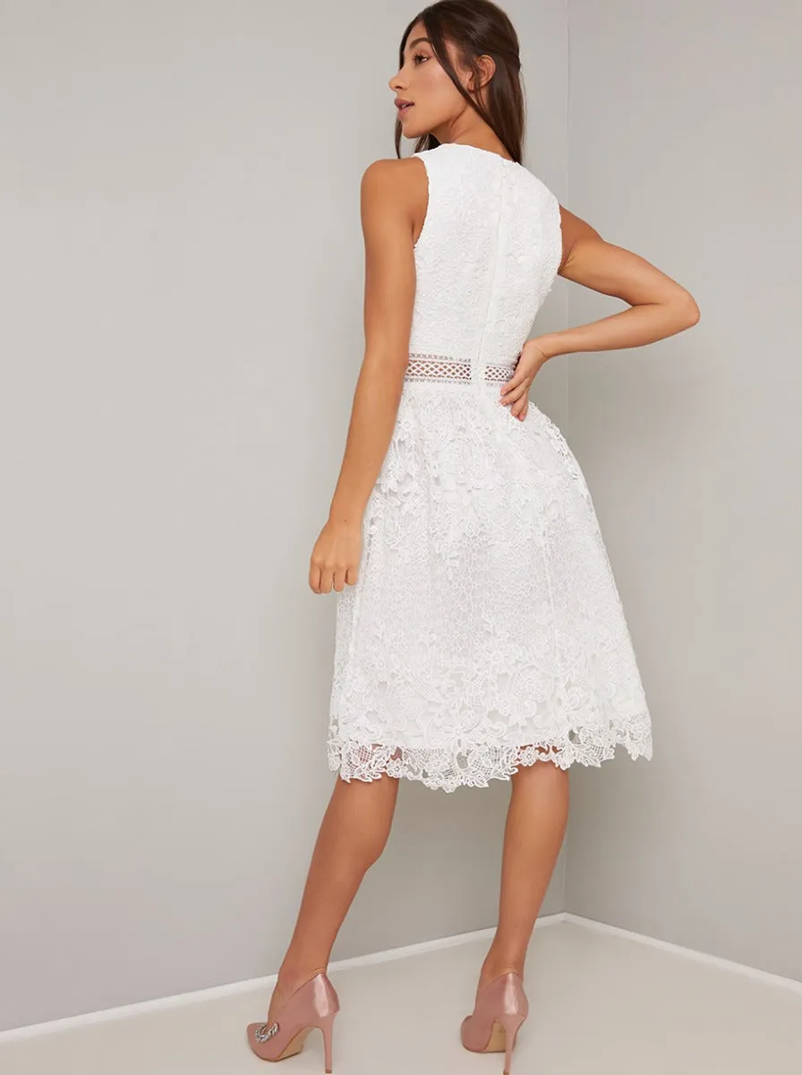 Lace Crochet Midi Dress in White sold by Chi Chi London product image thumbnail 4
