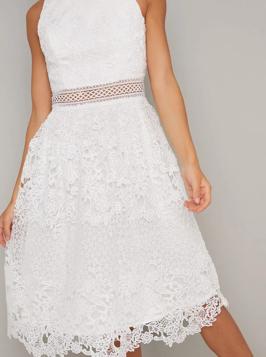 Lace Crochet Midi Dress in White sold by Chi Chi London product image thumbnail 2
