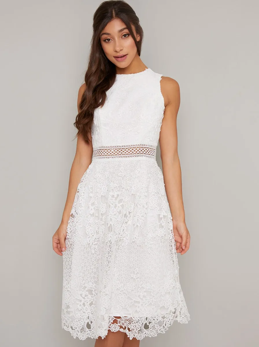 Lace Crochet Midi Dress in White sold by Chi Chi London product image thumbnail 3