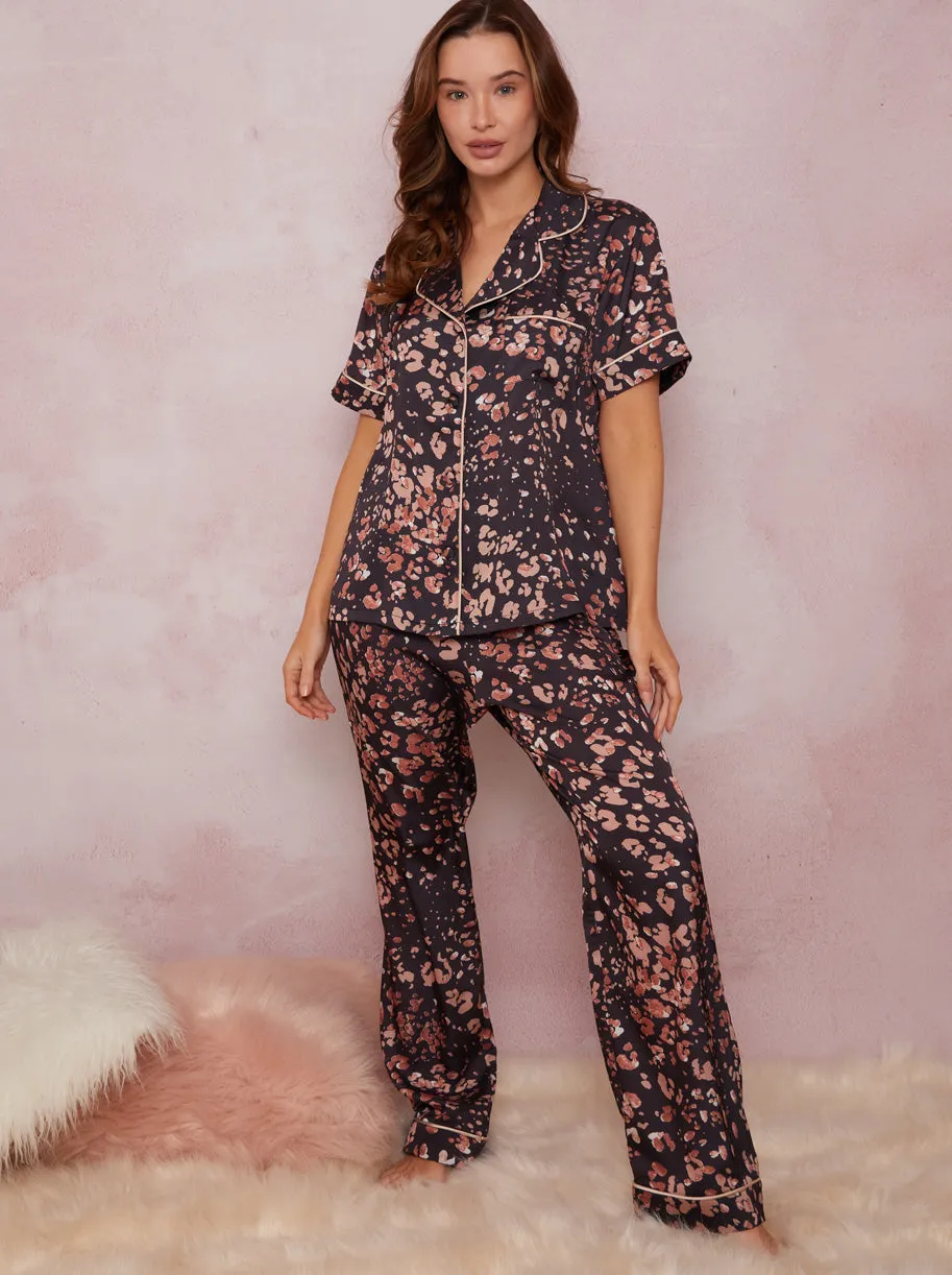 Textured Animal Print Pyjama Set in Black sold by Chi Chi London product image thumbnail 2