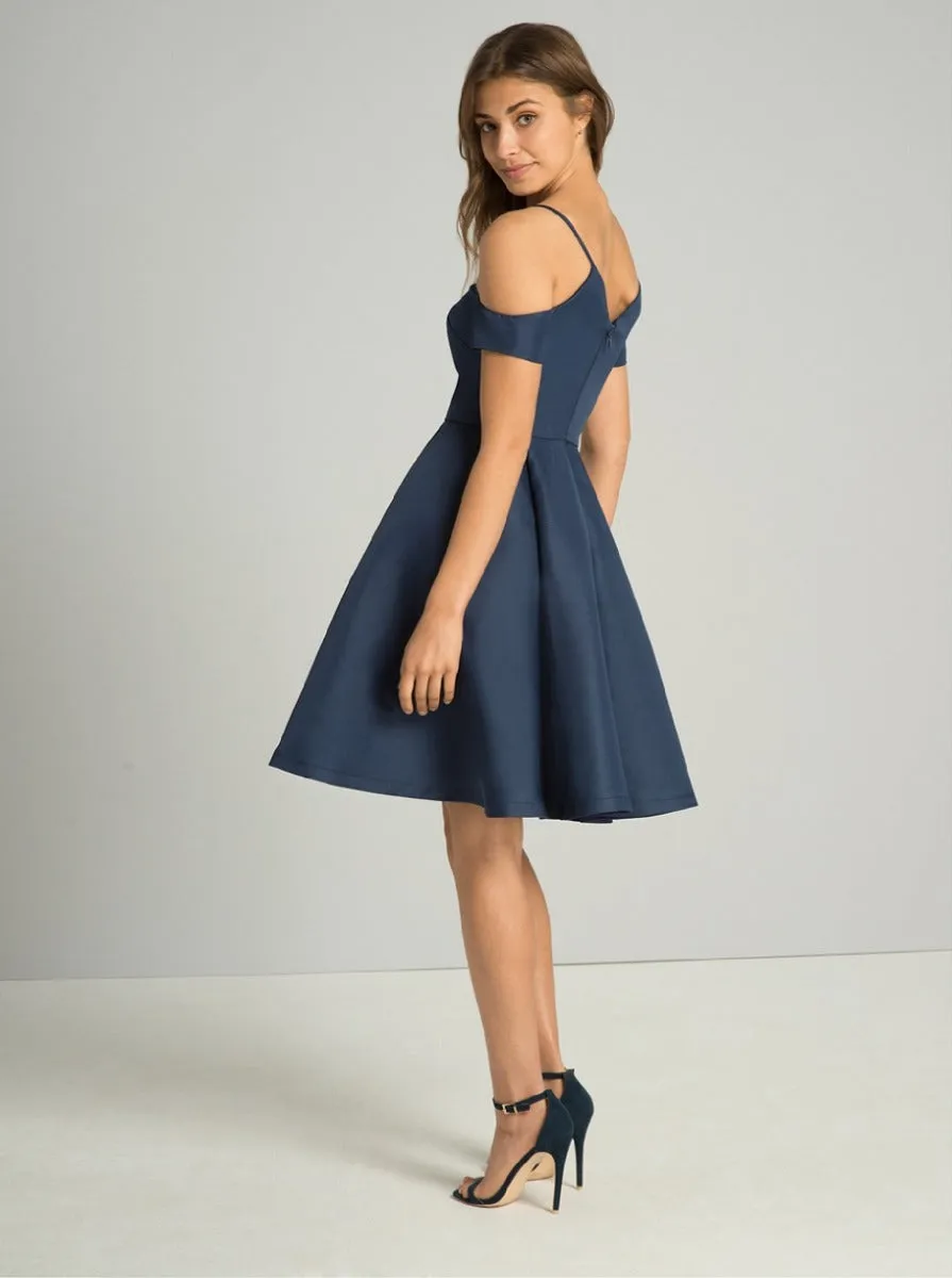 Plain Skater Midi Dress with Cut Out Detailing in Blue sold by Chi Chi London product image thumbnail 2