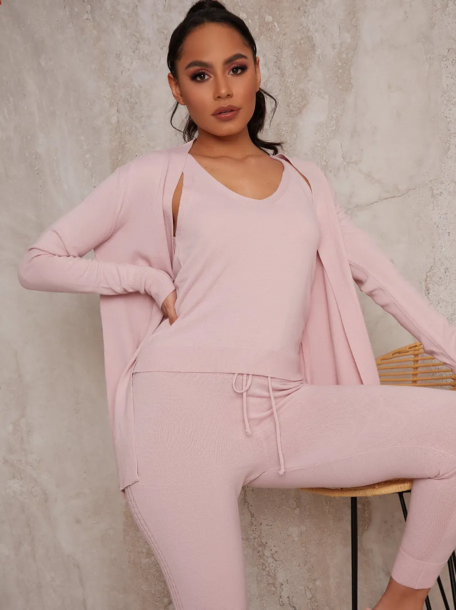 Three-Piece Cardigan Loungewear Set in Pink sold by Chi Chi London product image thumbnail 3