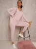 Three-Piece Cardigan Loungewear Set in Pink sold by Chi Chi London