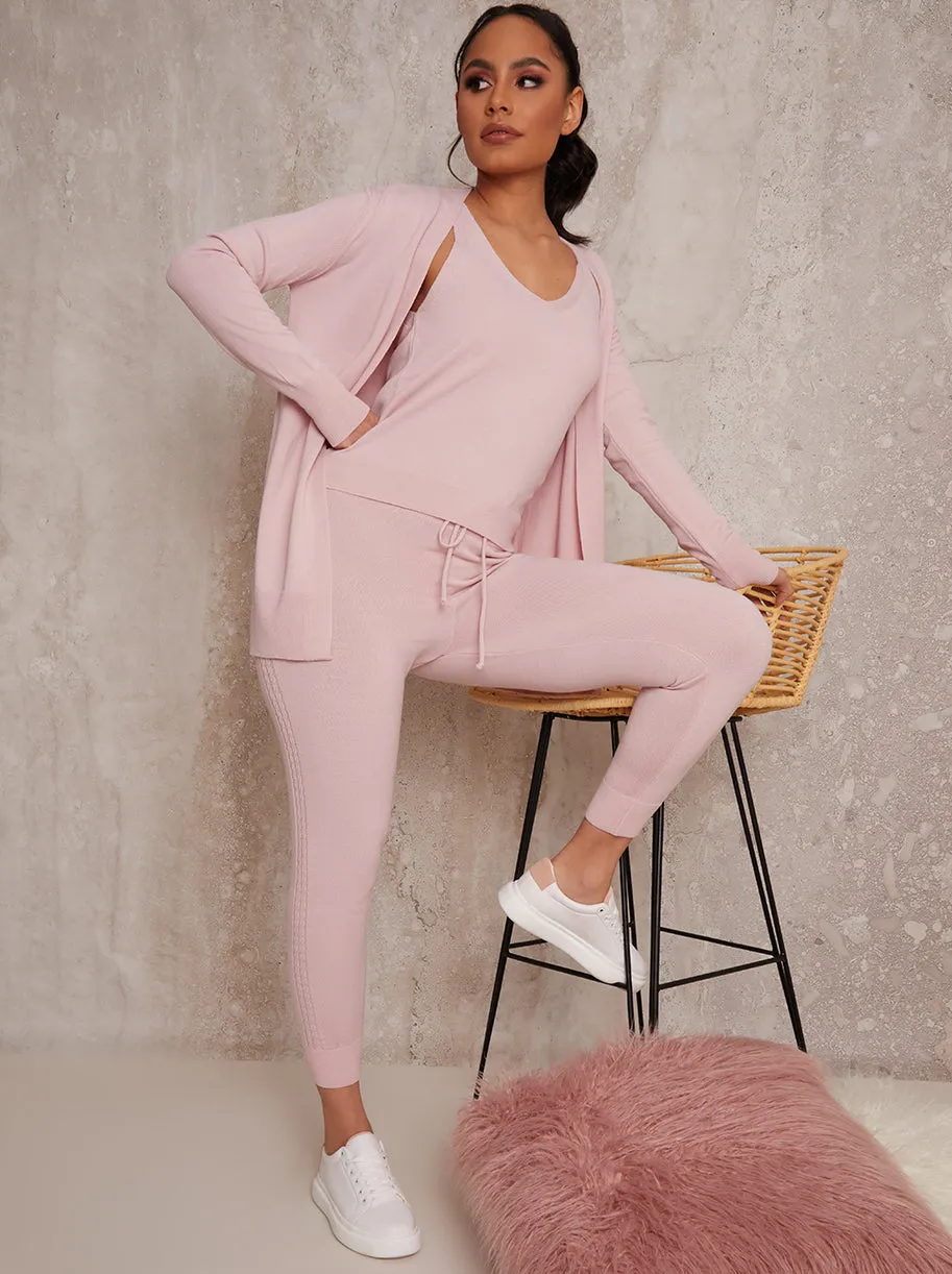 Three-Piece Cardigan Loungewear Set in Pink sold by Chi Chi London product image thumbnail 2