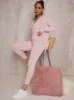 Three-Piece Cardigan Loungewear Set in Pink sold by Chi Chi London