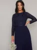 Petite Long Sleeved Lace Pleat Maxi Dress in Blue sold by Chi Chi London
