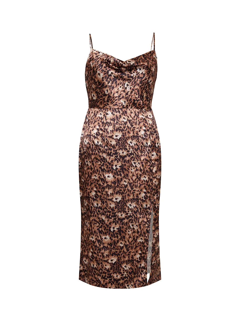 Plus Size Leopard Print Cami Dress in Brown sold by Chi Chi London