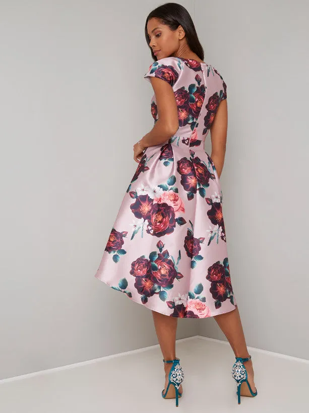 Print Dip Hem Midi Dress in Pink sold by Chi Chi London product image thumbnail 3