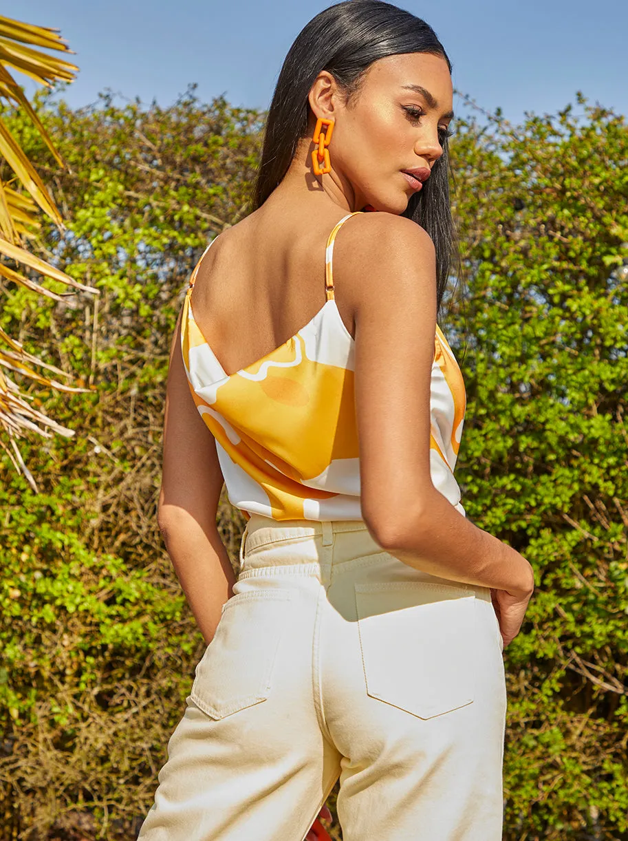 Cowl Neck Printed Cami Top in Yellow sold by Chi Chi London product image thumbnail 4