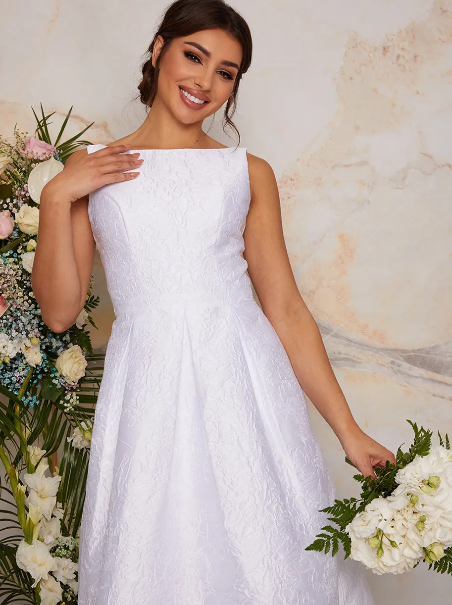 Sleeveless Jacquard Wedding Dress with Train in White sold by Chi Chi London product image thumbnail 4