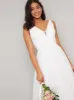 Bridal Sleeveless Lace Detail Wedding Dress in White sold by Chi Chi London