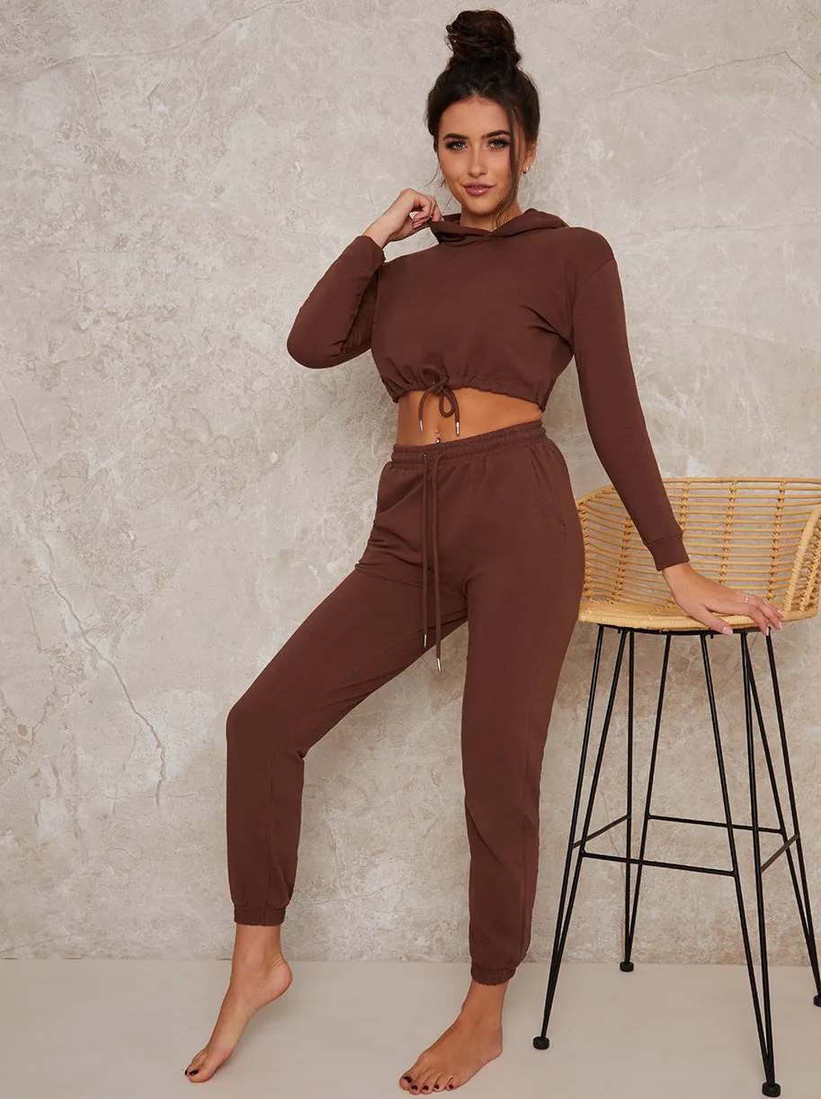 Hoodie Top Lounge Set in Brown sold by Chi Chi London