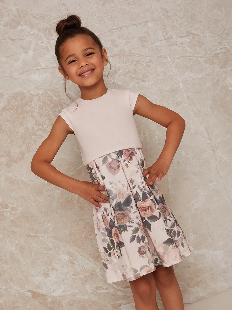 Girls Ruffle Trim Floral Print Dress in Pink sold by Chi Chi London product image thumbnail 3