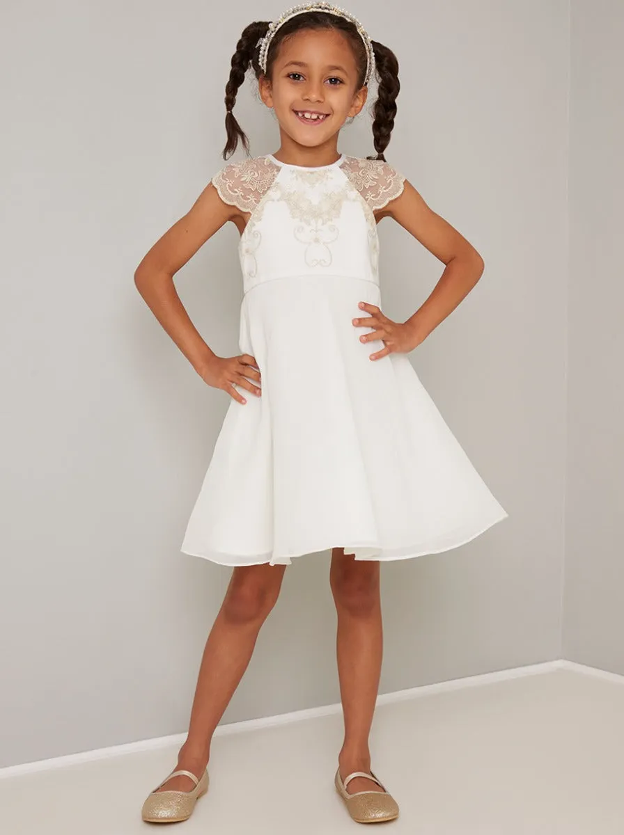 Girls Lace Detail Tulle Flowergirl Dress in Cream sold by Chi Chi London product image thumbnail 3