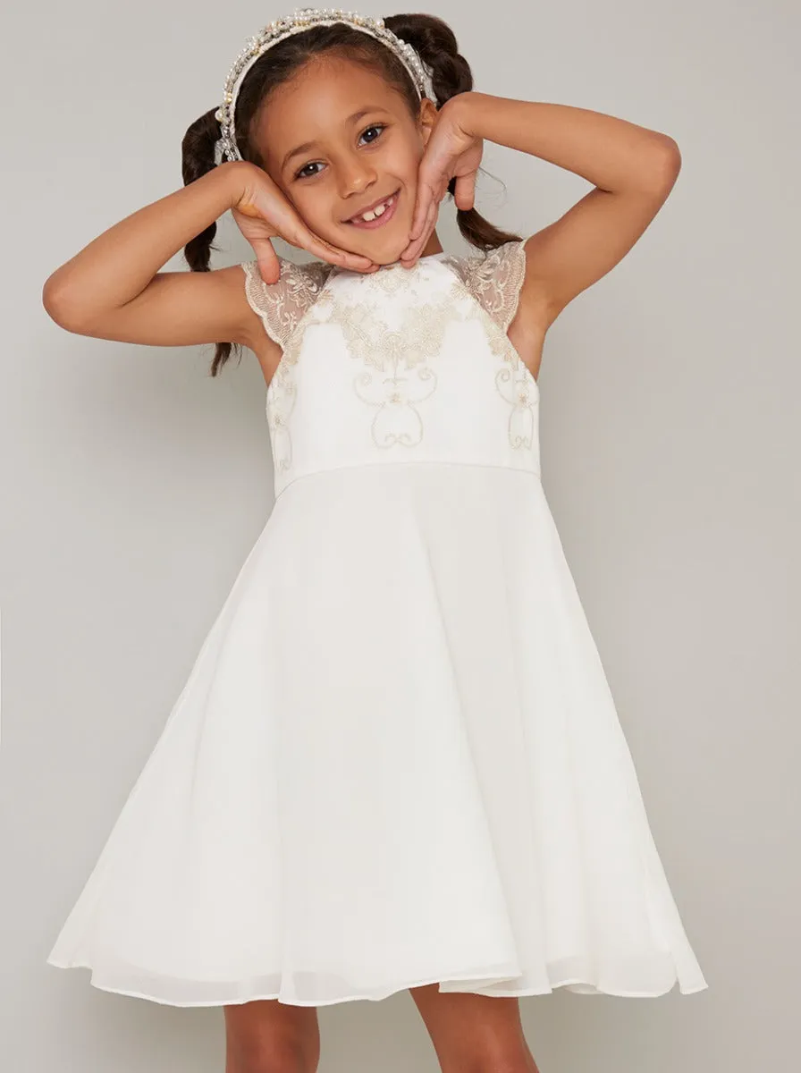 Girls Lace Detail Tulle Flowergirl Dress in Cream sold by Chi Chi London product image thumbnail 5