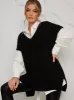 Chunky Cable Knit Oversized Sleeveless Tank Top in Black sold by Chi Chi London