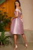 Bardot Box Pleated Skater Midi Dress in Mauve sold by Chi Chi London