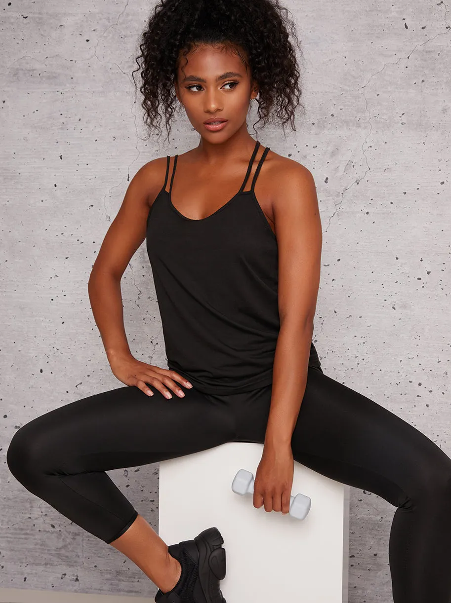 Racer Back Cami Strap Sports Top in Black sold by Chi Chi London product image thumbnail 3