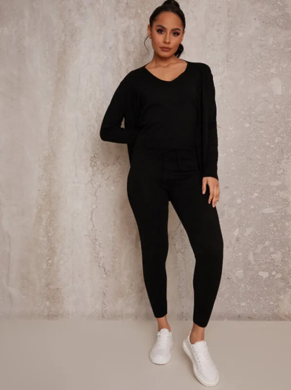 Knitted Leggings in Black made by Chi Chi London