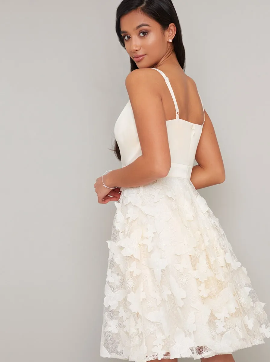 Petite Cami Strap 3D Floral Midi Dress in Ivory sold by Chi Chi London product image thumbnail 4