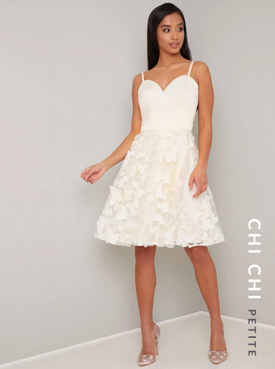 Petite Cami Strap 3D Floral Midi Dress in Ivory sold by Chi Chi London