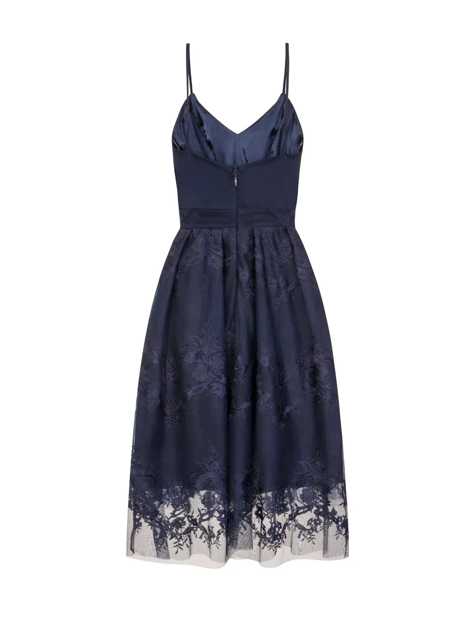 Cami Lace Midi Dress in Navy sold by Chi Chi London product image thumbnail 2