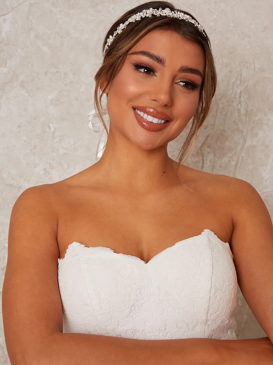 Pearl & Diamante Floral Beaded Hair Piece in Silver sold by Chi Chi London product image thumbnail 3