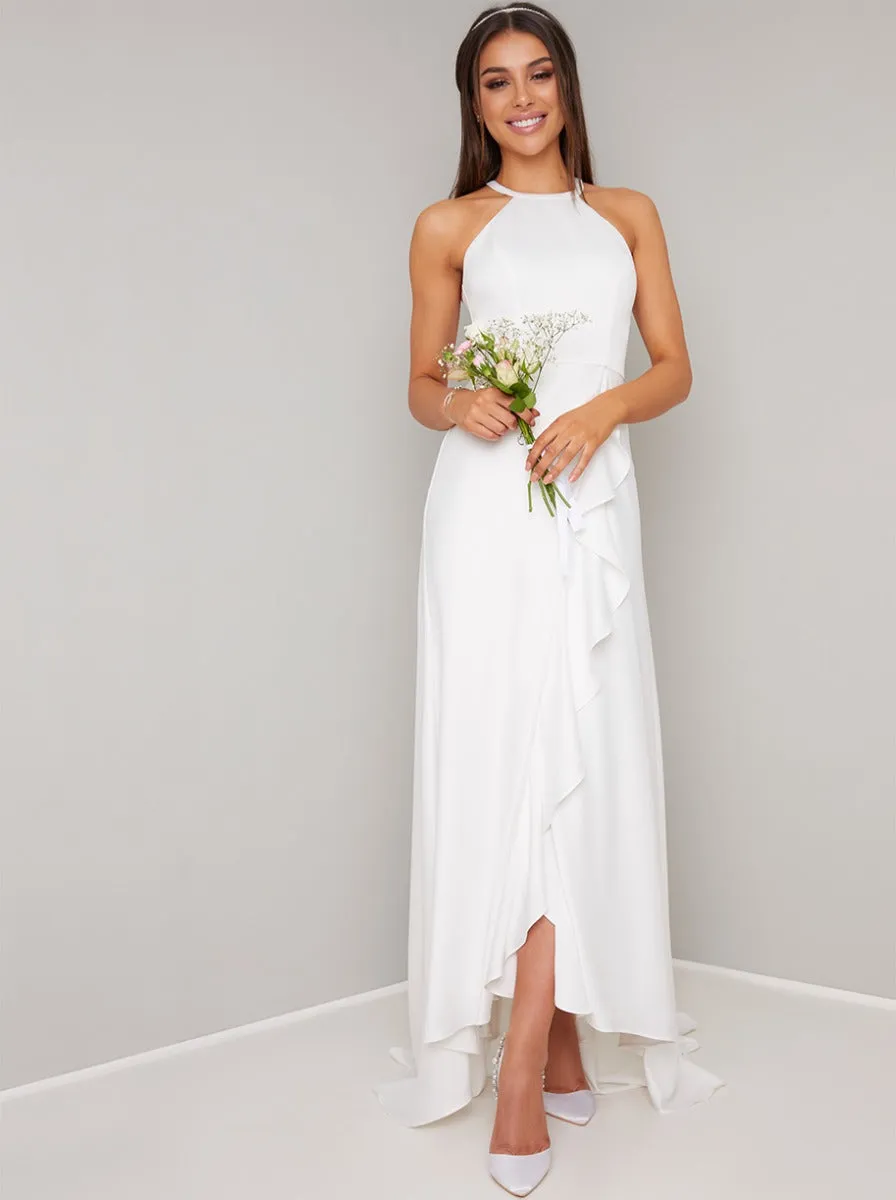 Lace Ruffled Detail Bridal Wedding Dress in White sold by Chi Chi London product image thumbnail 2