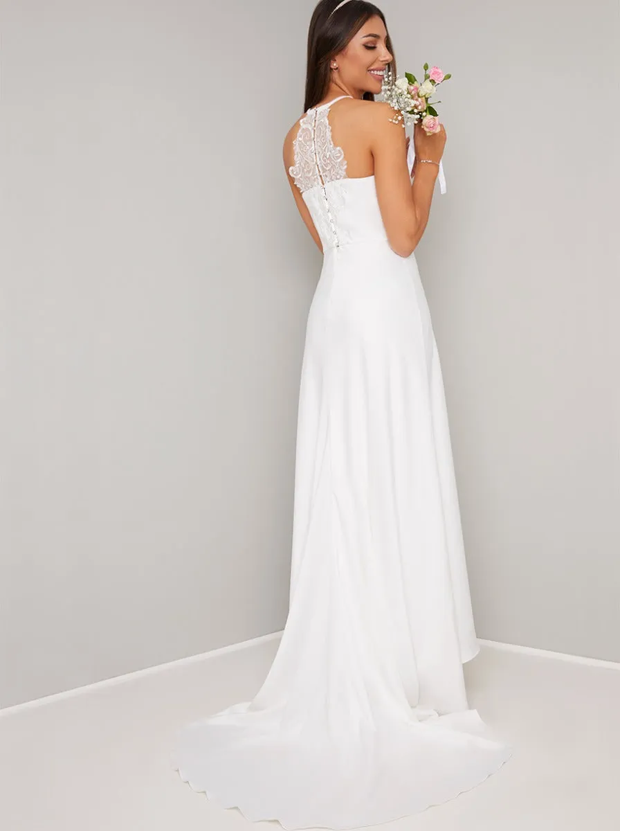 Lace Ruffled Detail Bridal Wedding Dress in White sold by Chi Chi London product image thumbnail 3