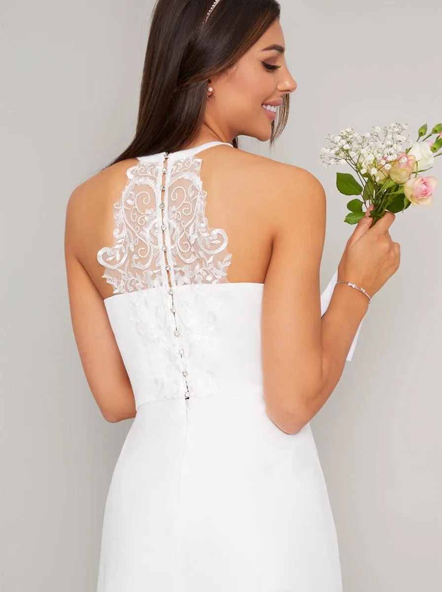 Lace Ruffled Detail Bridal Wedding Dress in White sold by Chi Chi London product image thumbnail 4