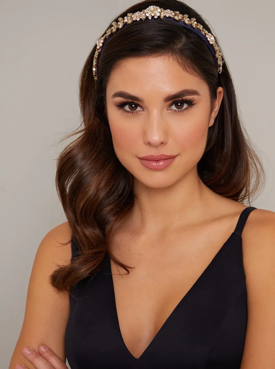 Jewelled Satin Headband in Blue sold by Chi Chi London product image thumbnail 2