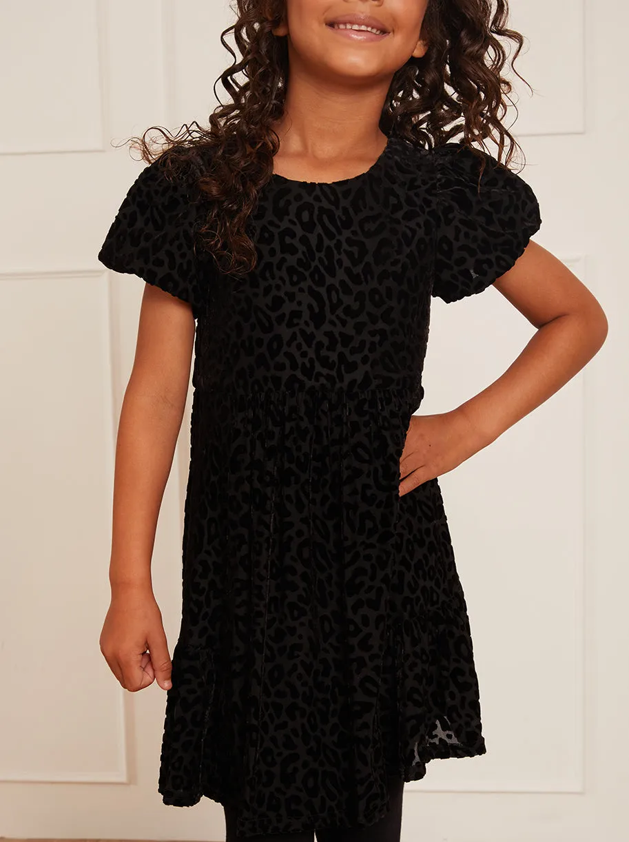 Younger Girls Animal Devoré Midi Dress in Black sold by Chi Chi London product image thumbnail 4