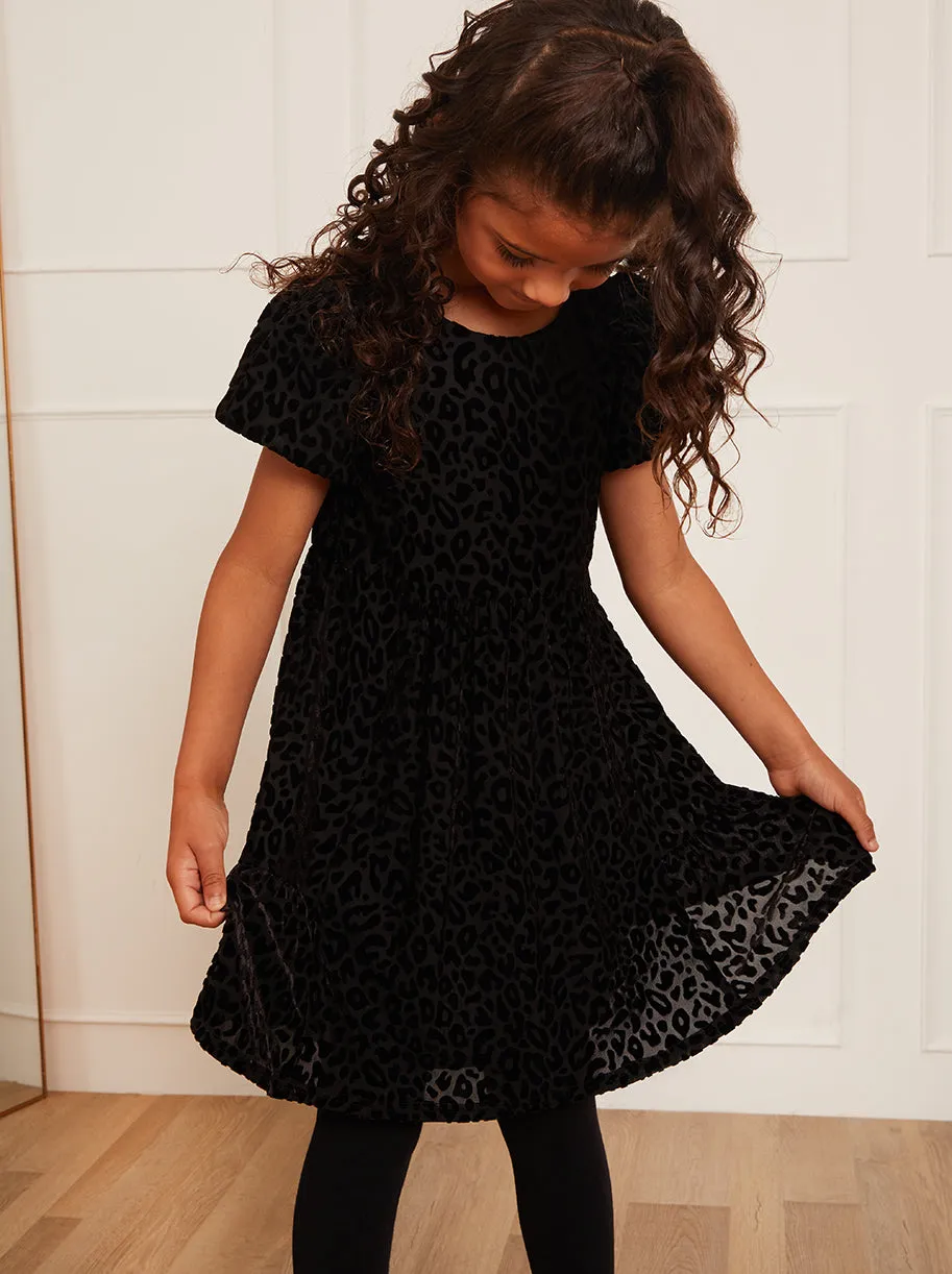 Younger Girls Animal Devoré Midi Dress in Black sold by Chi Chi London product image thumbnail 2