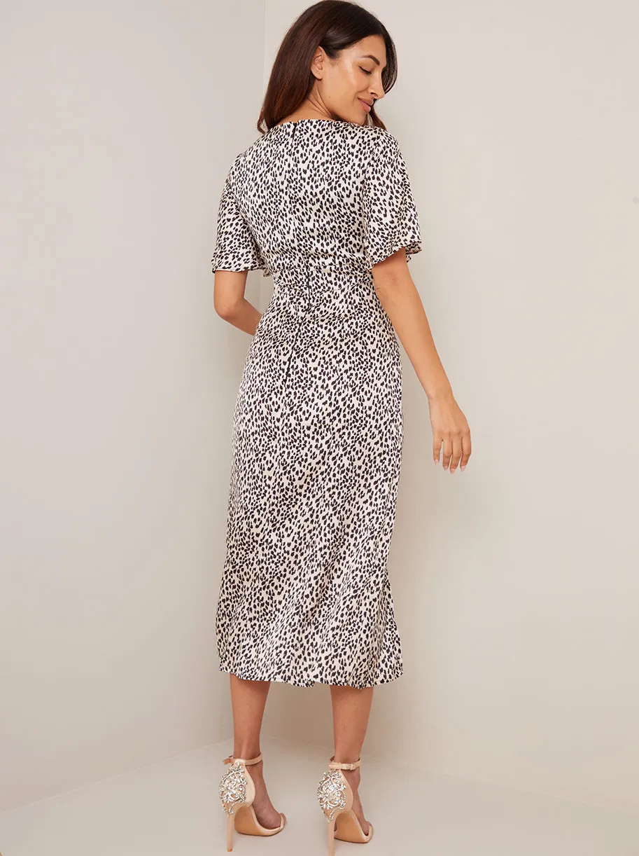 Angel Sleeve Animal Print Midi Dress in Multi sold by Chi Chi London product image thumbnail 2