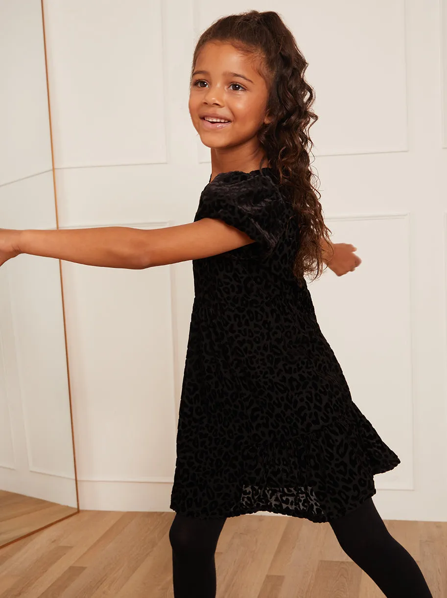 Younger Girls Animal Devoré Midi Dress in Black sold by Chi Chi London product image thumbnail 3