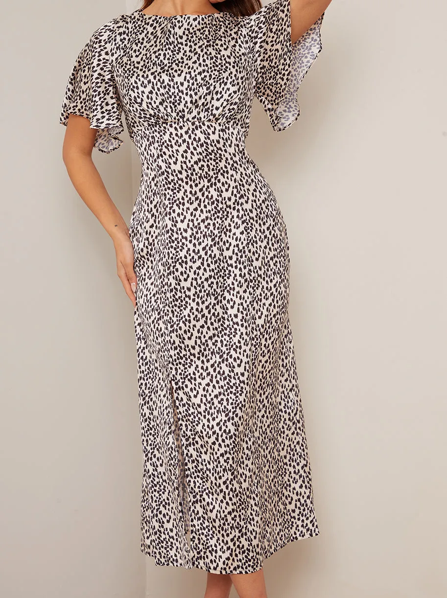 Angel Sleeve Animal Print Midi Dress in Multi sold by Chi Chi London product image thumbnail 3