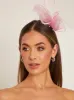 Mesh Feather Detail Fascinator in Pink sold by Chi Chi London