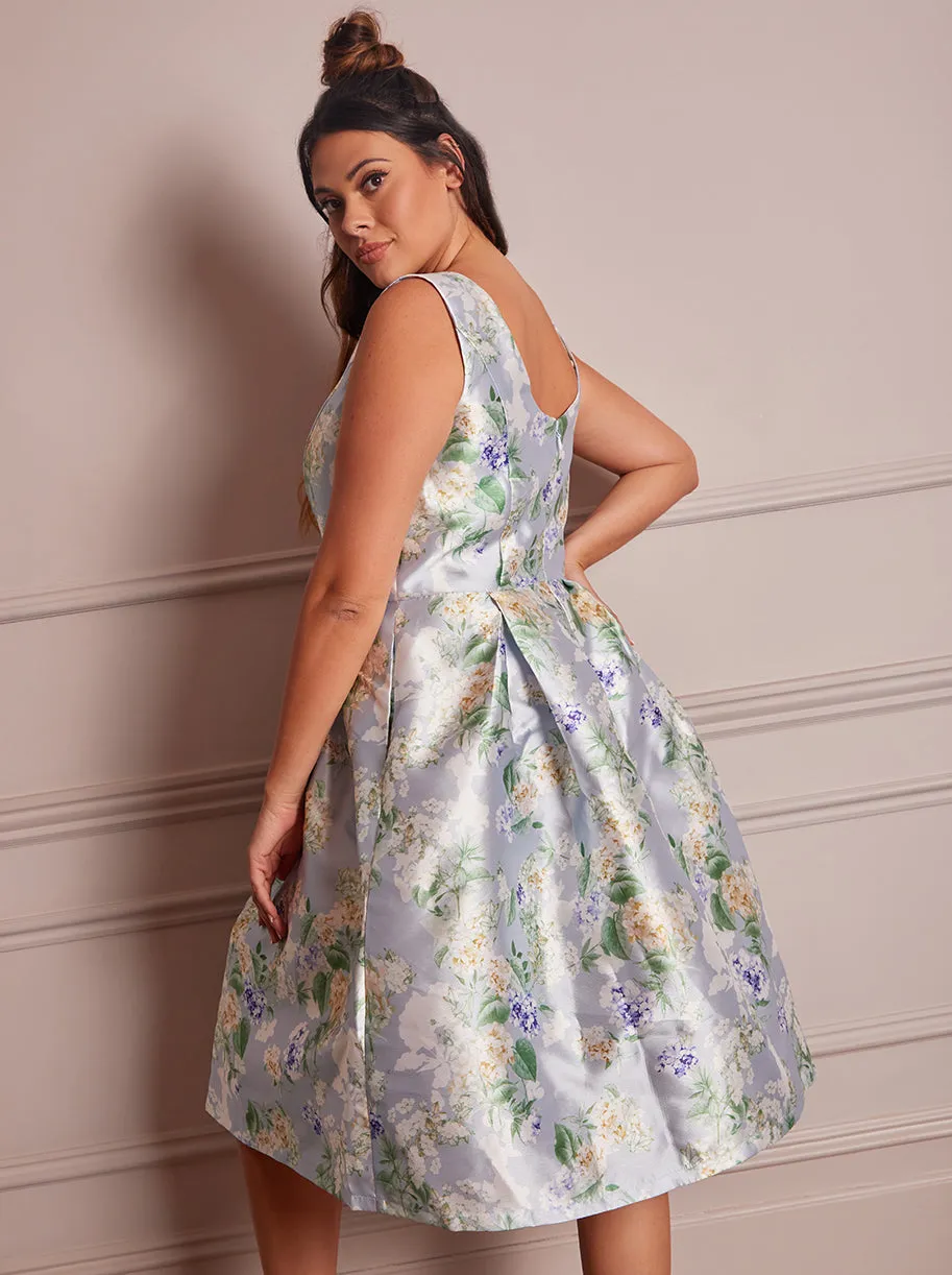 Plus Size Floral Print Midi Dress in Blue sold by Chi Chi London product image thumbnail 3