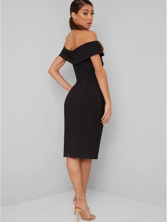 Bardot Off The Shoulder Midi Dress in Back sold by Chi Chi London product image thumbnail 4