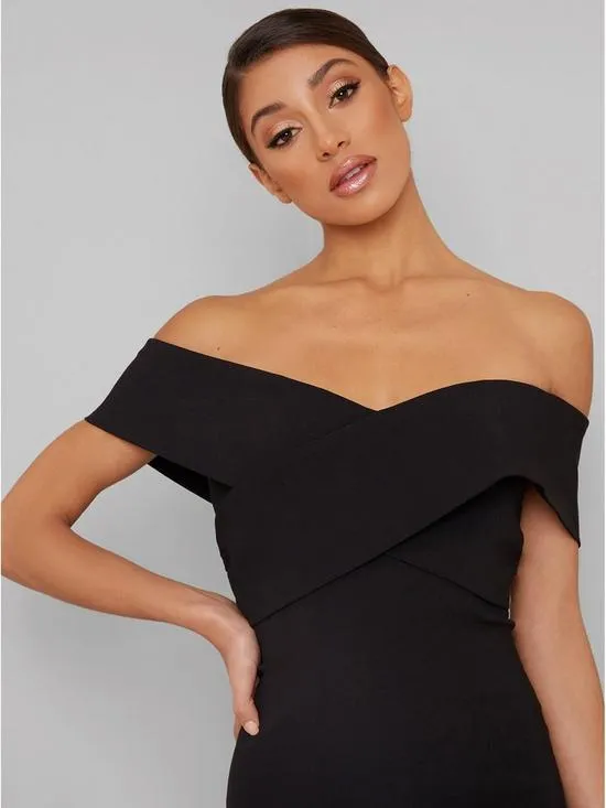 Bardot Off The Shoulder Midi Dress in Back sold by Chi Chi London product image thumbnail 2