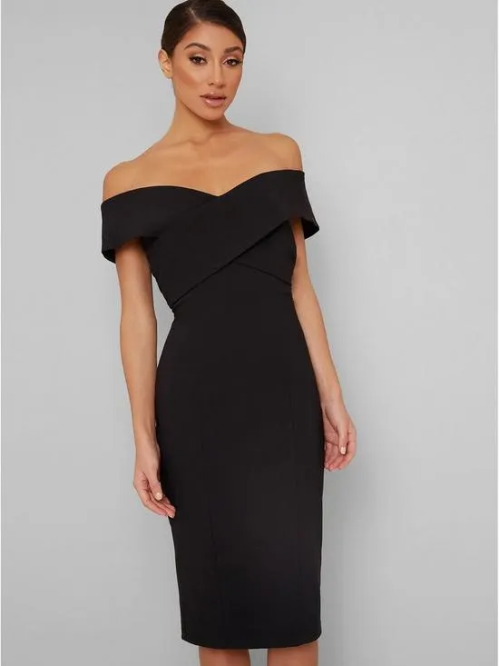 Bardot Off The Shoulder Midi Dress in Back sold by Chi Chi London product image thumbnail 3